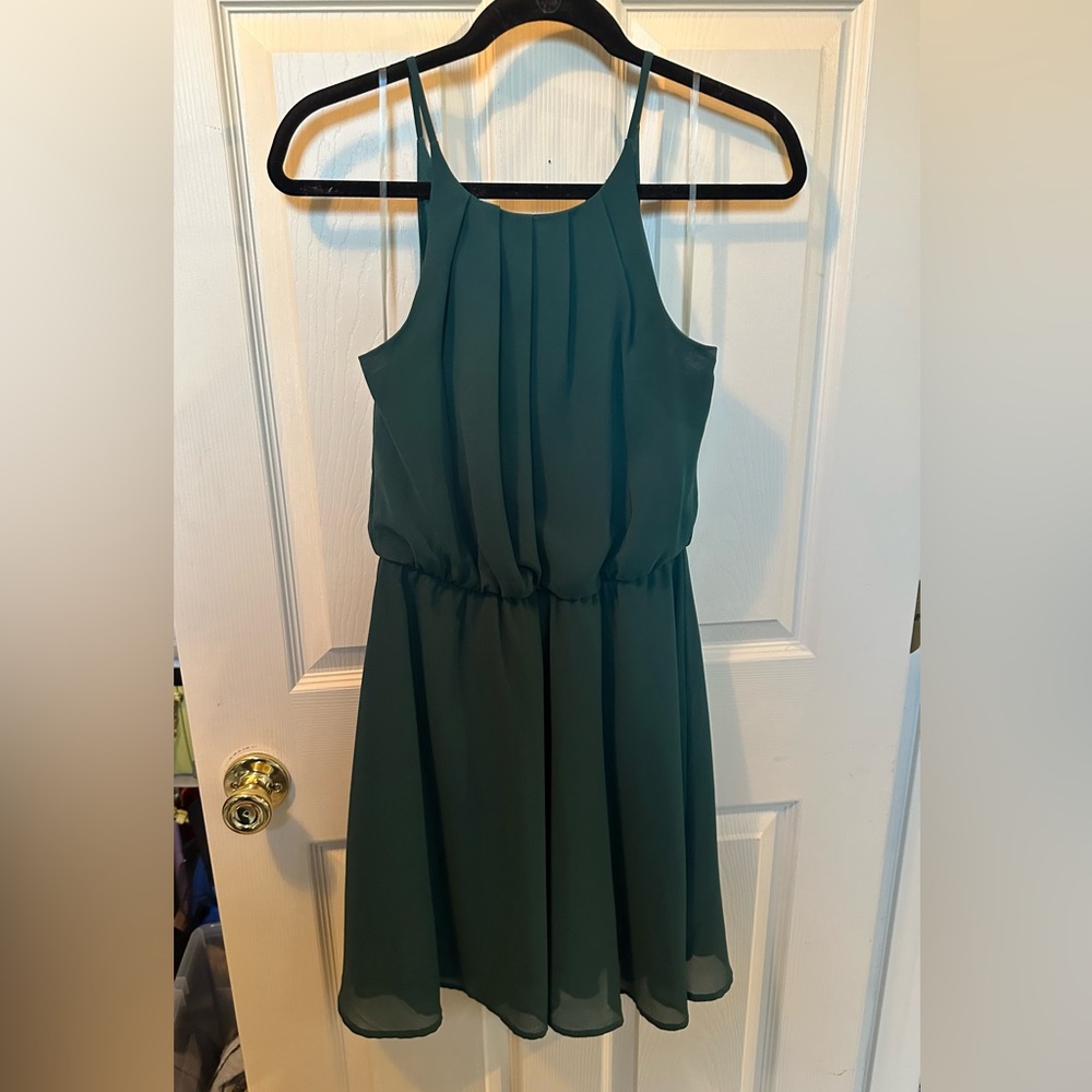 Francescas Emerald Green Halter Dress - Size M